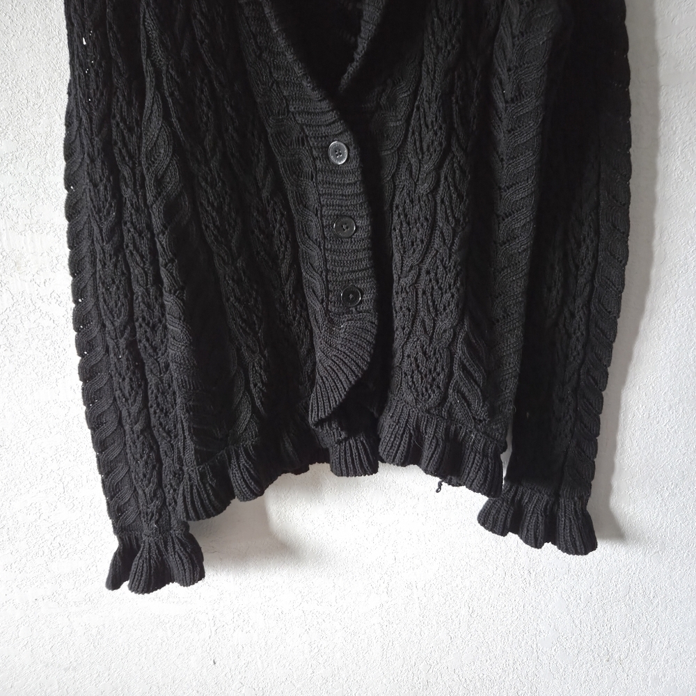 Lauren Ralph Lauren Black Cable Knit Cardigan - Picture 3 of 5